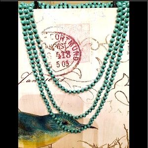 TURQUOISE CRYSTAL QUARTZ NECKLACE EXTRA LONG   62”